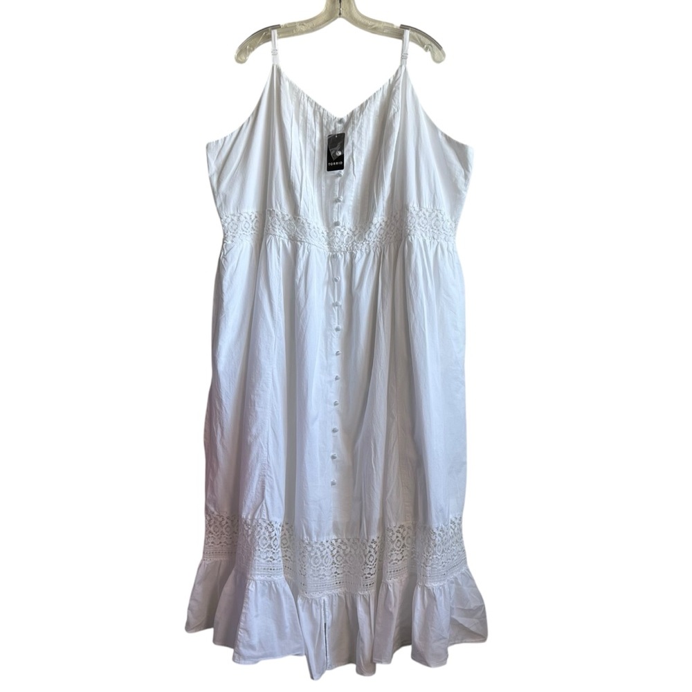 Torrid NEW 4 Midi Voile Stripe Lace White Smock Back - Casual Wedding Dress